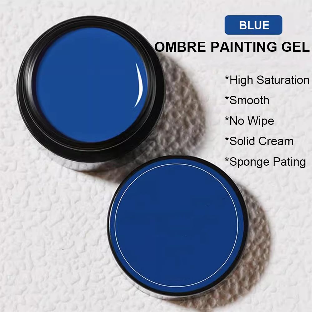 Ombre Nail Gel Set - 9 Colors Sponge Pat Paint for Floral Nail Art, No Wipe, UV/LED Curing