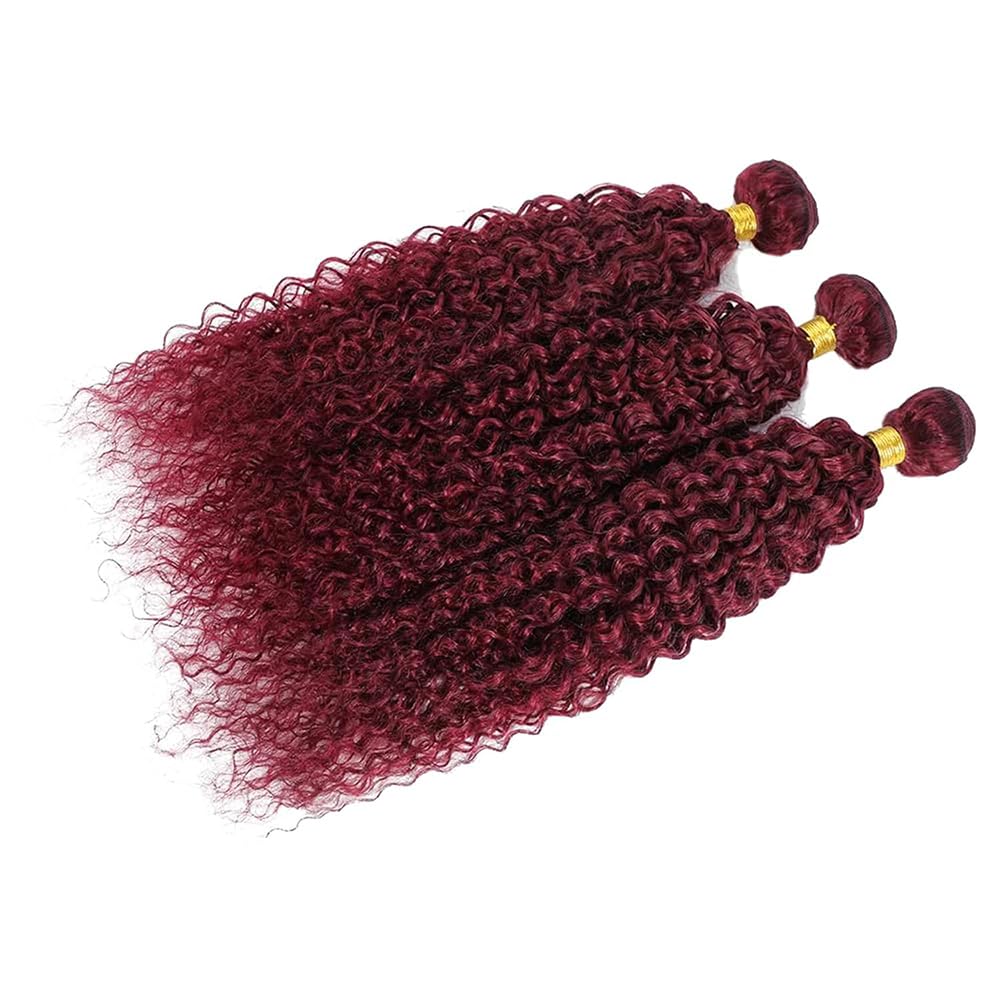 Curly Human Hair Bundles 14 16 18 Inch #99J Burgundy Bundles Human Hair Red 12A Unprocessed Native Virgin Hair 100/PC 3 Extensions Wet and Wavy Weave for Women