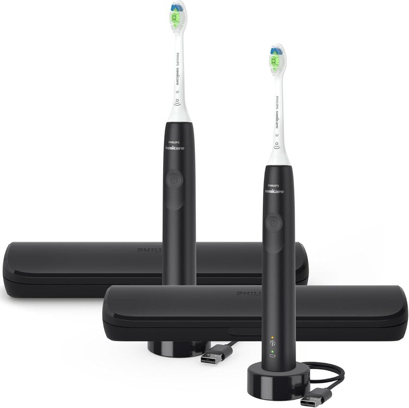 Philips Sonicare Electric Toothbrush - DiamondClean 2-Pack Bundle | Rechargeable, Pressure Sensor, Travel Case, Black