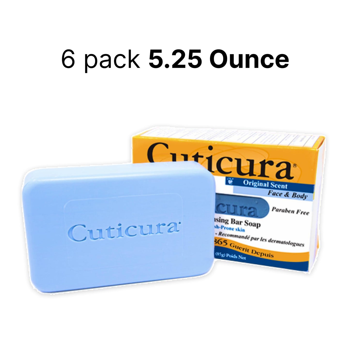 Cuticura Official Deep Cleansing Face and Body Soap - 5.25 oz (Pack of 6)