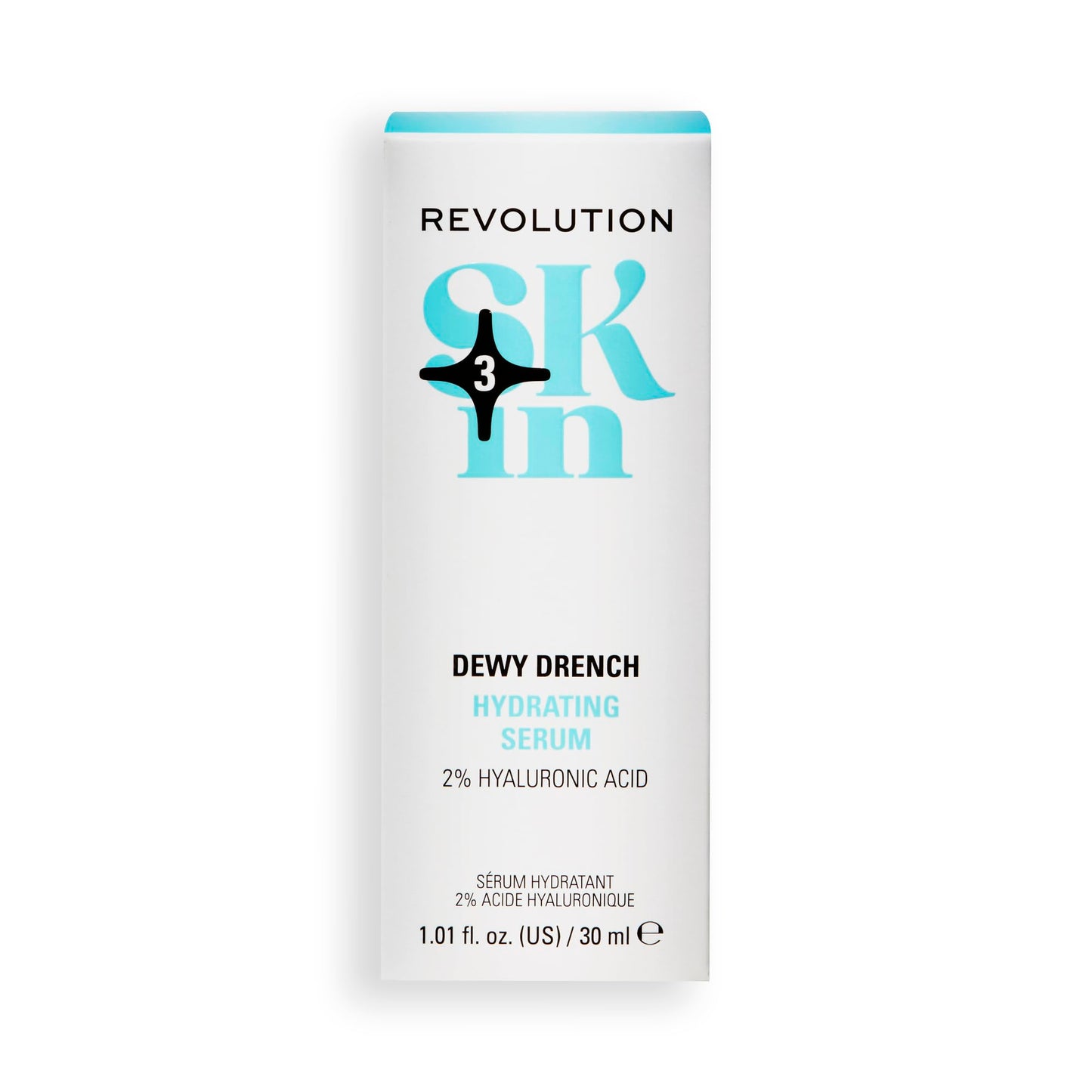Revolution Skin, Dewy Drench 2% Hyaluronic Acid Hydrating Face Serum, Lightweight Formula & Plumps Skin, Vegan & Cruelty-Free, 1.01 fl oz