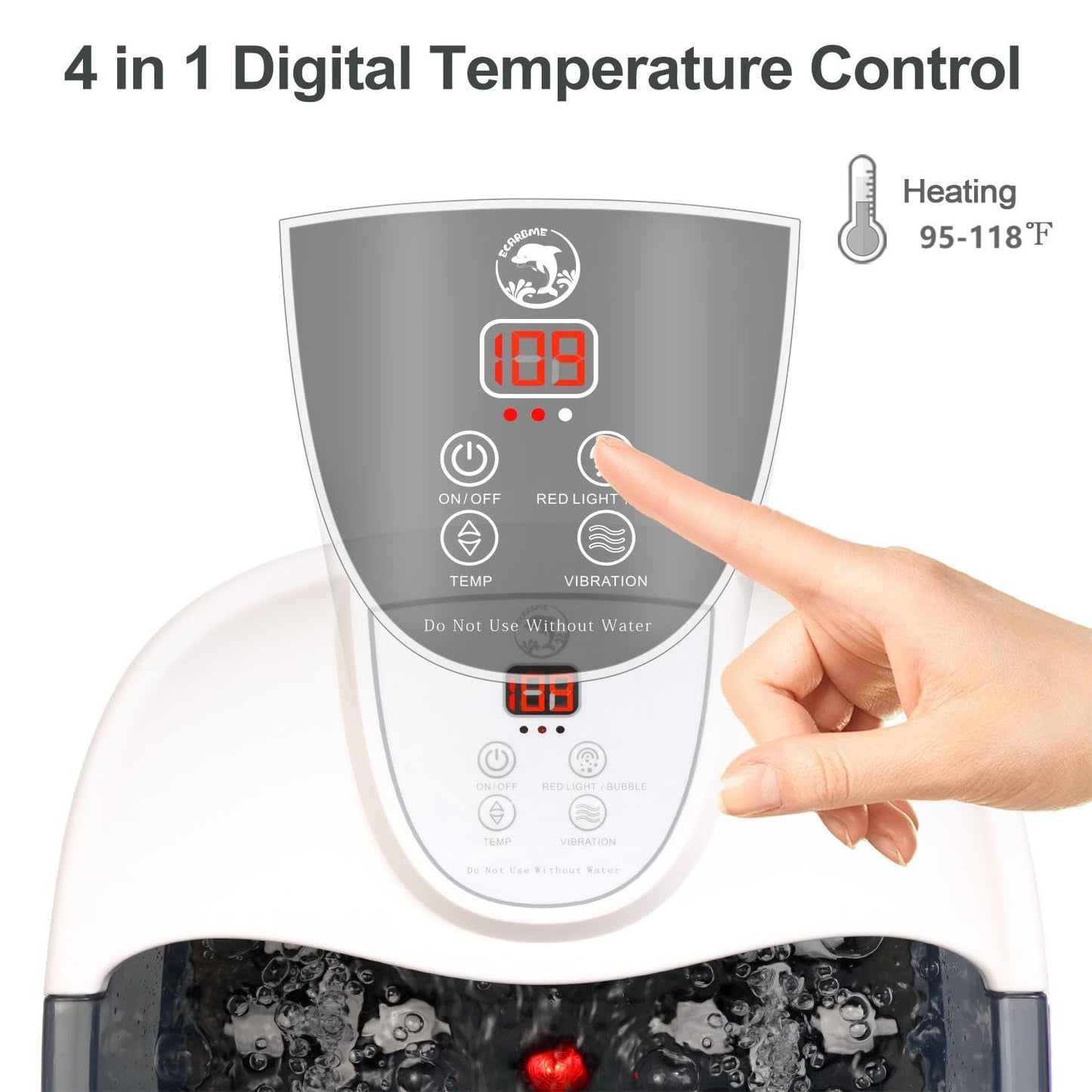ECARBME Foot Spa Bath Massager with Heat, Foot Bath with 22 Massage Rollers, Temperature Control, Jets, Bubbles, Epsom Salt and Vibration, Foot Soaking Tub for Relaxation - Grey