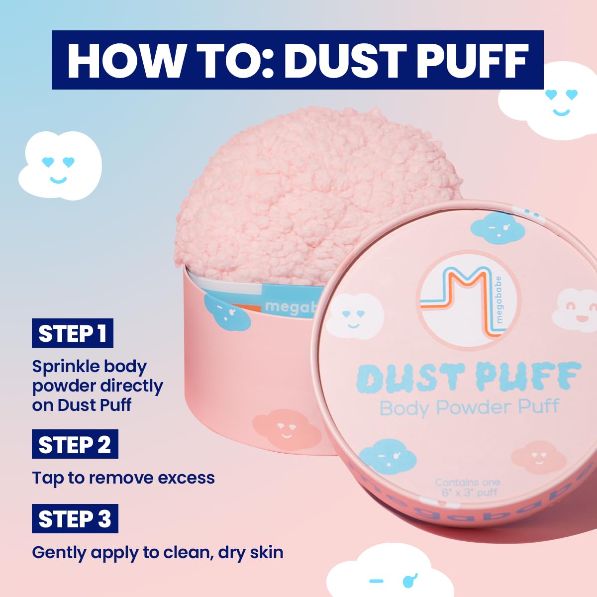 Megababe Body Powder Applicator - Dust Puff | Oversize (6” x 3”) Powder Puff | Powder Sold Separately