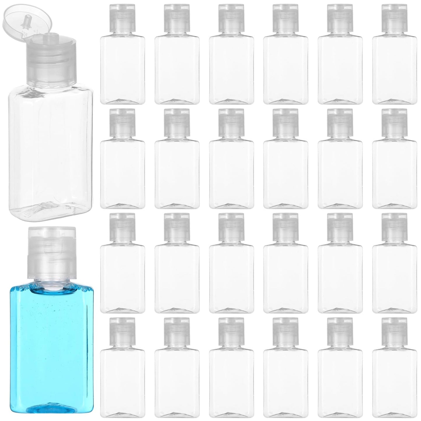 Lnrueg 100 Pcs 1 oz Travel Bottles - Hand Sanitizer Bottle Mini Clear Bottles with Flip Caps, Portable Empty Refillable Containers for Shower Gel, Face Creams, Body Lotions,Clear