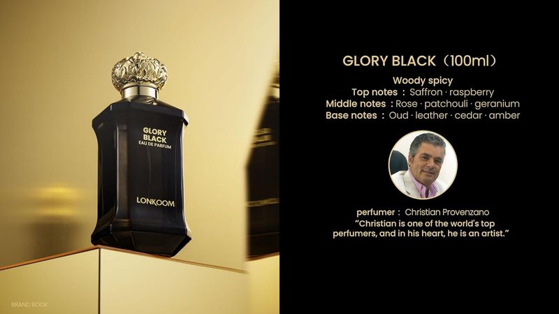 Lonkoom Glory Black Perfume for Men - Long-Lasting Woody Spicy Fragrance | 3.4 Fl Oz (100ml)