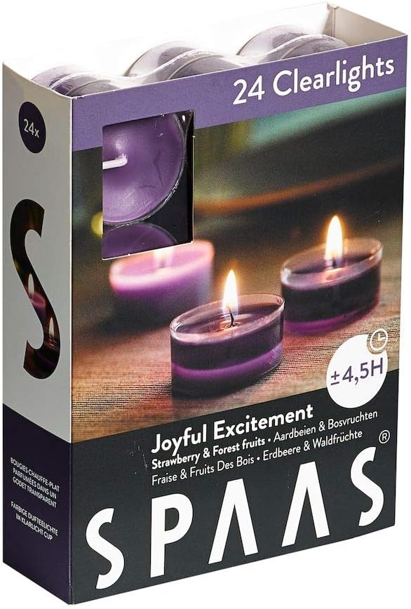 Morning Breeze Scented Tealights - Spaas 24 Clear Cup Candles, 4.5 Hour Burn Time