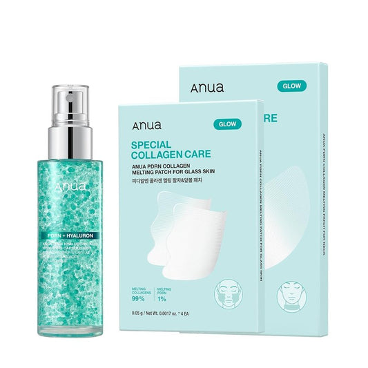ANUA PDRN Collagen Care Set | Plumping Serum Spray & Firming Collagen Patches for Neck & Face
