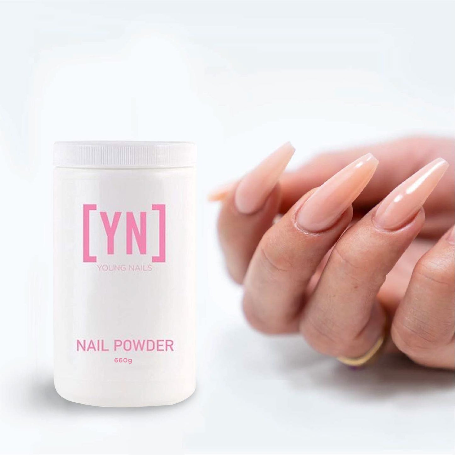 Acrylic Cover Powder for Nail Extensions - Self-Leveling, Professional Grade | Clear Nude Pink Blush, 660g