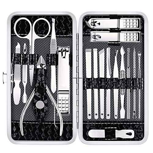 Nail Clippers Set Fingernail and Toenail Clipper Cutters, Manicure Pedicure Kit 18 Pieces Stainless Steel Professional Grooming Kits, Nail Care Tools with Luxurious Travel Case
