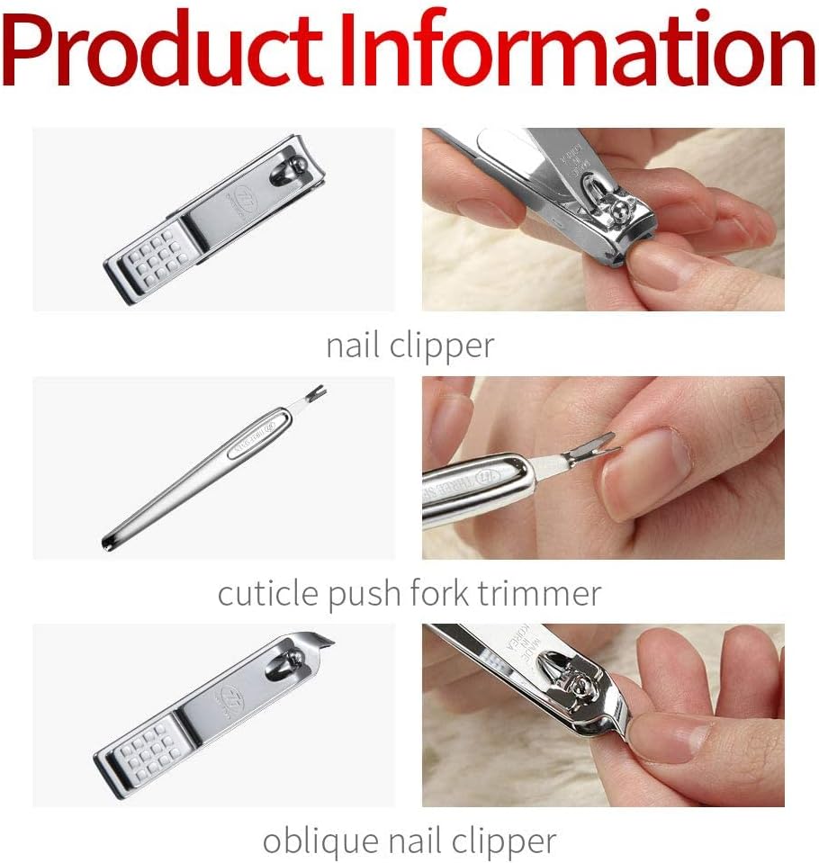 Three Seven (777) Korean Nail Clipper Set - 7-Piece Travel Manicure Kit, Made in Korea