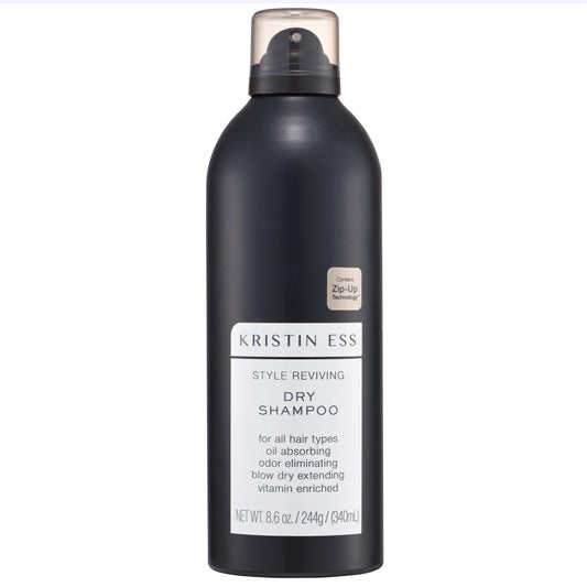Kristin Ess Volumizing Jumbo Dry Shampoo Spray for Oily Hair + Frizz with Vitamin C - Oil Absorbing Style Extender with Minimal Residue - Sulfate Free + Vegan + Color Safe - Fresh Pear Fragrance