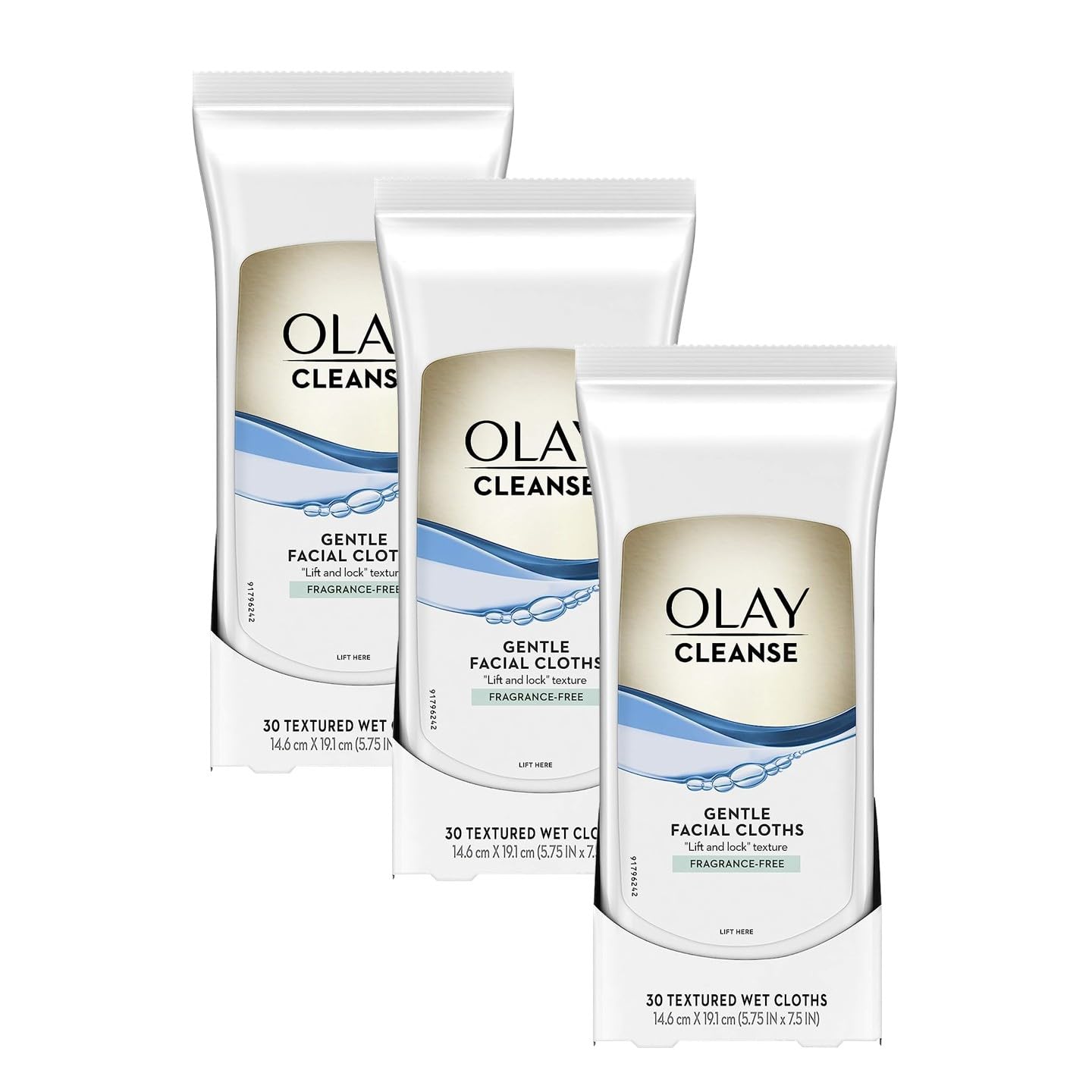 Olay Cleanse Gentle Facial Cloths, Fragrance Free, 30 count (Pack of 3)