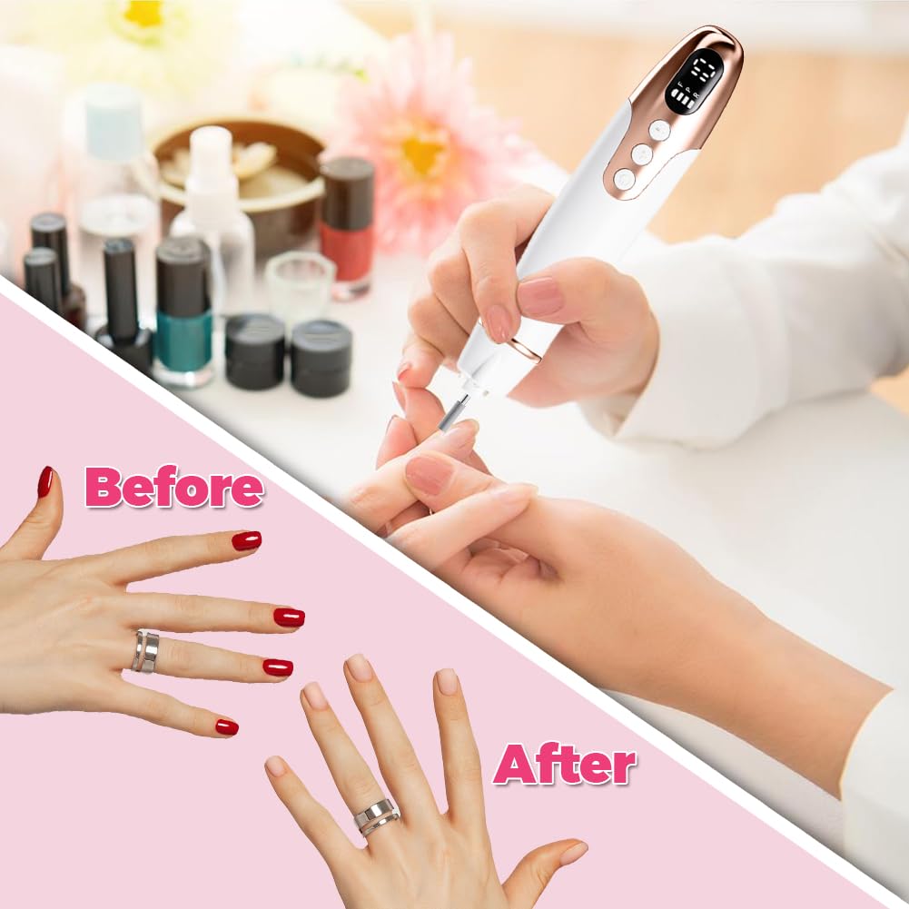 Joyzan Professional Manicure Pedicure Kit, Cordless Electric Nail Drill File Set LED Light Portable Thick Toenails Grinder Machine Toe Hand Foot Care Tool 35K RPM 10 Speeds Salon Cuticles Callus