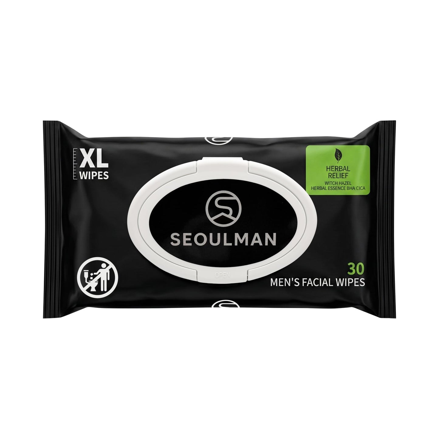 Seoulman Face Wipes for Men – All-In-One Skincare Cleansing Wipes with Niacinamide, Cica & Hyaluronic Acid – Alcohol-Free, pH Balanced – Extra Large, 30 Count