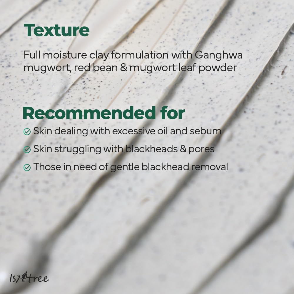 IsNtree Mugwort Calming Clay Mask - Deep Pore Cleansing & Sebum Control | Soothing Wash-Off Mask for Sensitive Skin | 100ml