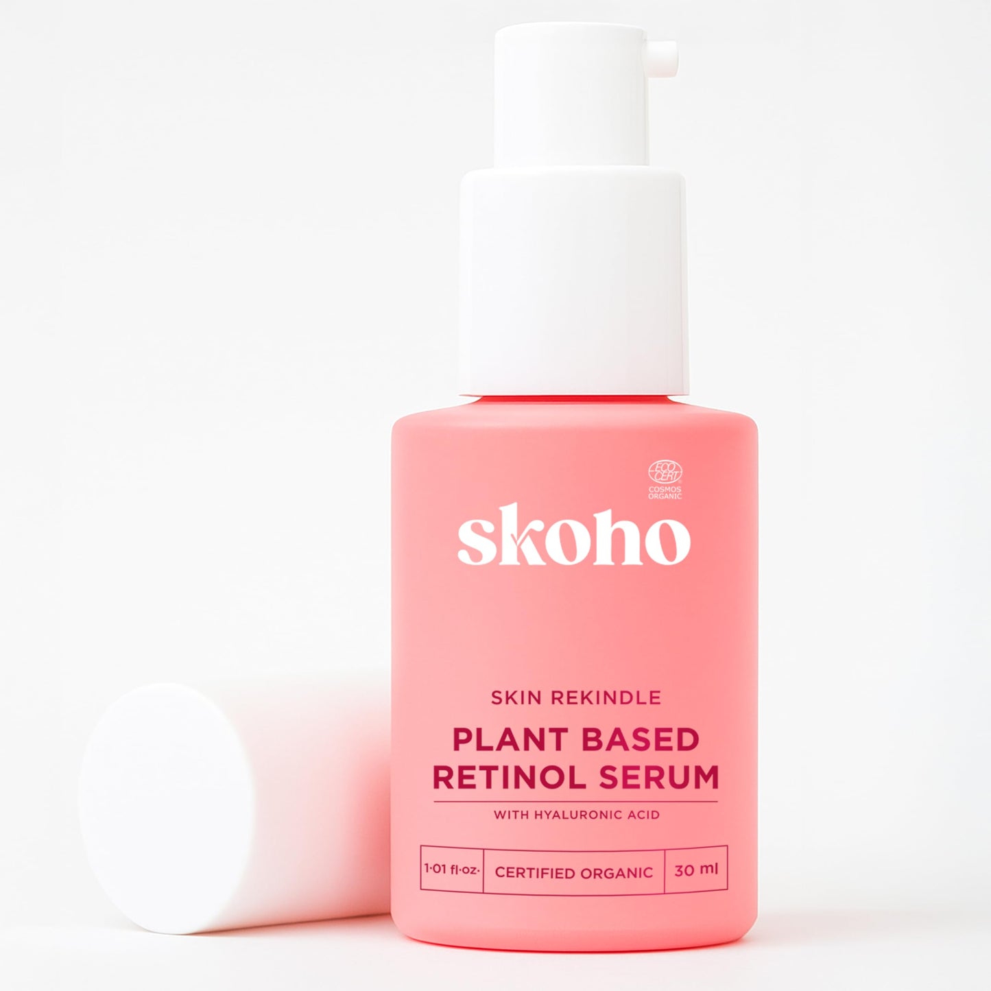 SKOHO Retinol based Anti Aging Organic face Serum with 98.949% Naturality | Reduces Fine Lines & Wrinkles | Plant based Retinol serum for face| Hyaluronic Acid & Kiwi extract | COSMOS Certified| 30ml