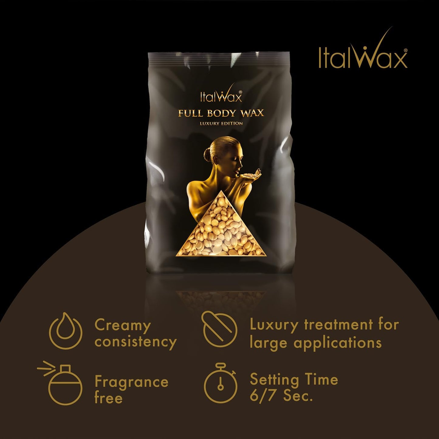Italwax Luxury Full Body Wax - 1kg / 2.2lb - Hard wax beads for hair removal - Unscented - ideal for sensitive skins - Depilatory Cream, Film Wax - Full Body Wax Limited Edition