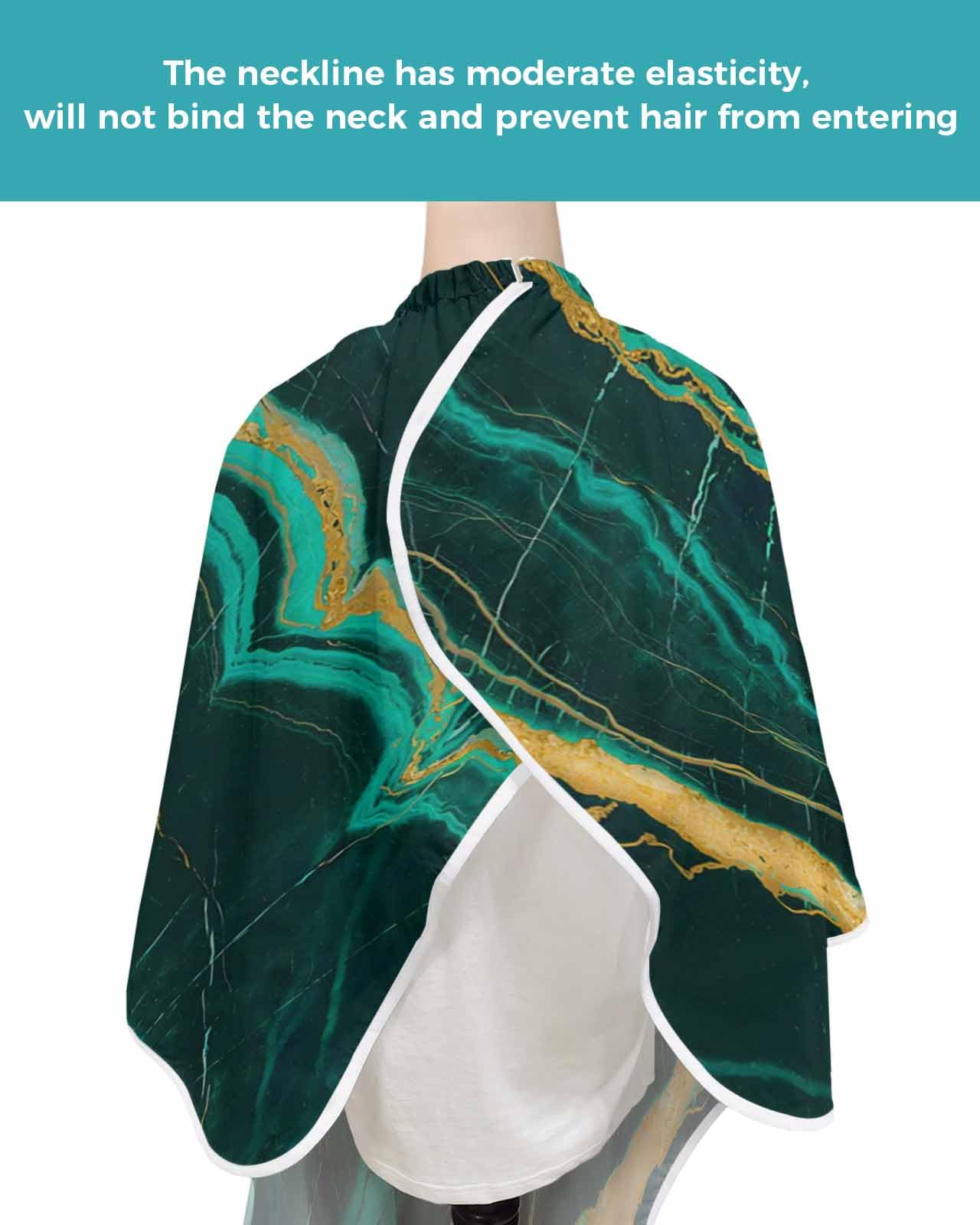 Marble Emerald Green Barber Cape - Salon Hair Cutting Cape for Women,Men,Kids,Adults,Modern Abstract Gold Art Haircut Cape with Adjustable Elastic Neckline Hairdressing Stylist Cape Gown Accessories