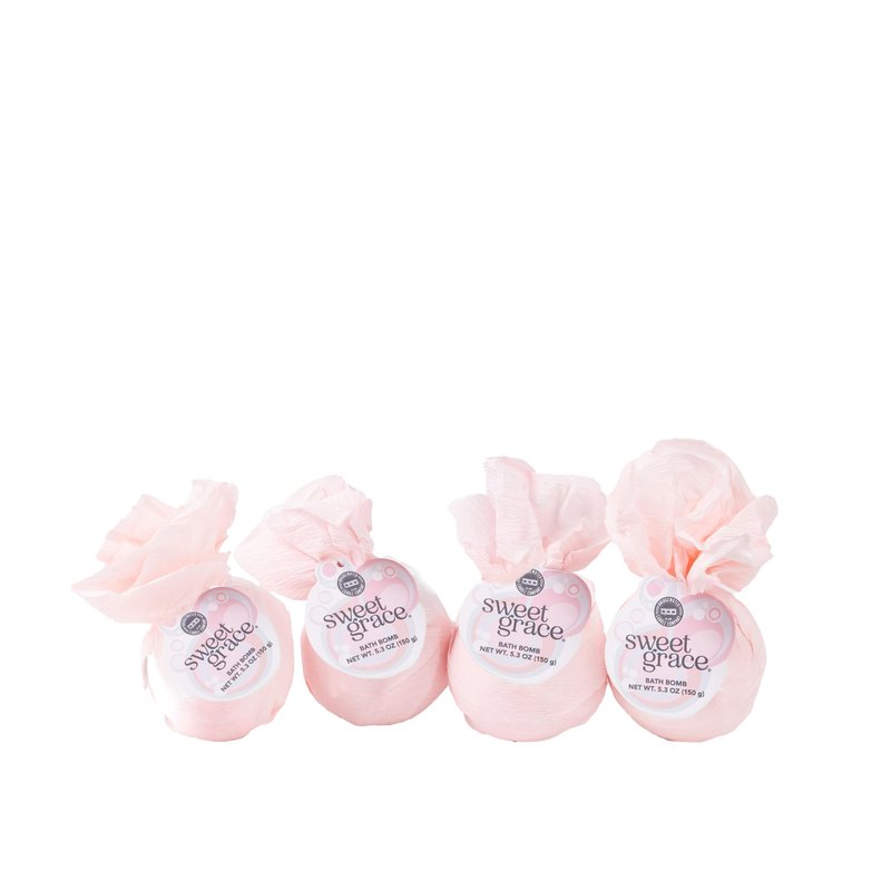 Bridgewater Candle Luxury Foaming Fizzing Pink Scented Bath Bomb 4 Pack-Sweet Grace