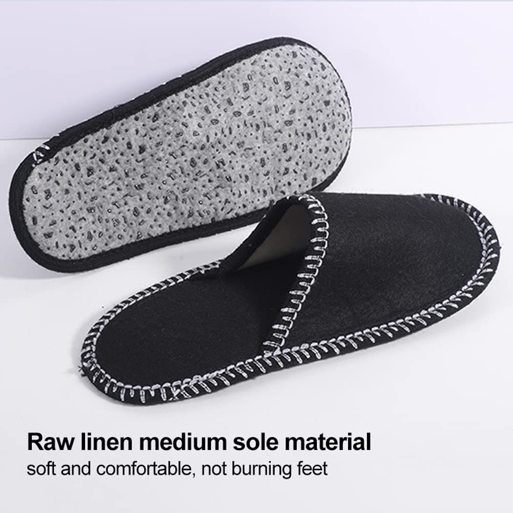 Fleece Felt Guest Slippers House Slippers Set, 6 Pairs Anti-Slip Disposable Slippers Set Washable, SPA Slippers, Men Women Felt Slippers for Guests, Ideal for Family, Hotel Travel