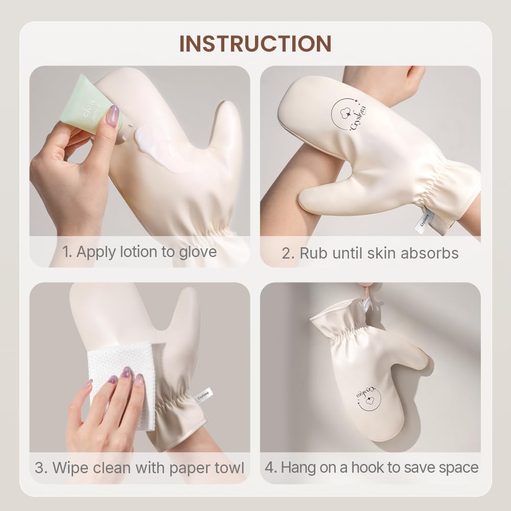 Cryslora Lotion Applicator & Self Tanning Mitt - Reusable, Durable, No Absorption, Anti-Sliding Glove for Even, Waste-Free Application of Lotions, Oils & Creams