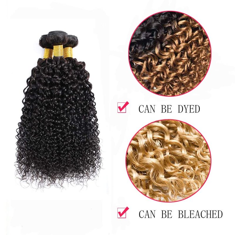 Kinky Curly Human Hair Bundles - 12A Virgin Brazilian Curly Weave | Natural Black (12, 14, 16 Inches)