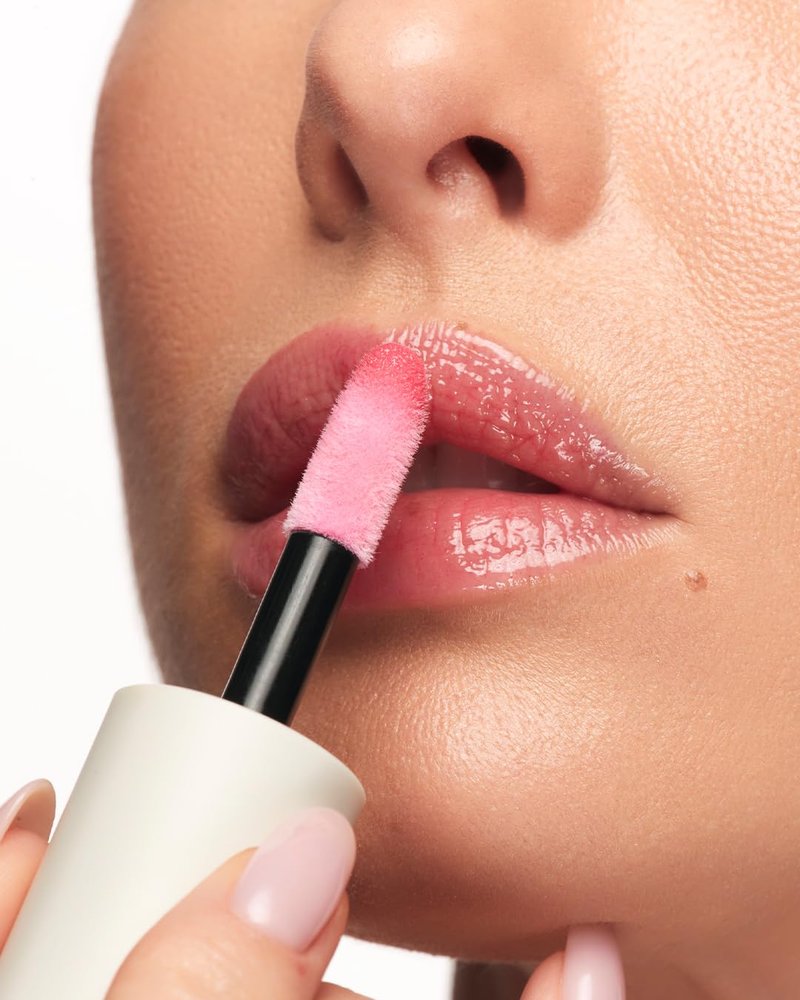 MAKE Beauty Serum Balm Hydrating Lip Oil. Vegan Moisturizing Lip Gloss with Plumping Effect. Lip Treatment Cream for Soft, Smooth, Shiny Lips - Shade, Pink Cerise