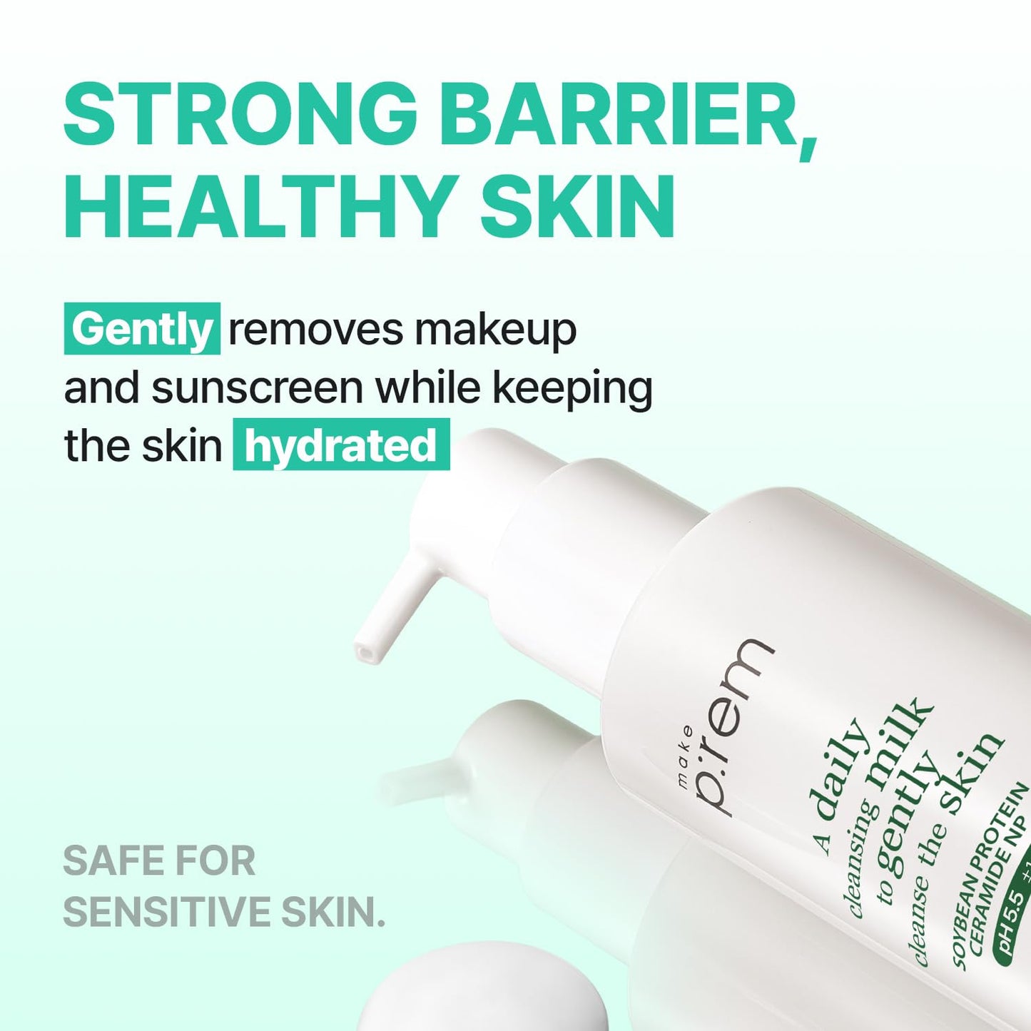 Safe Me Relief Moisture Cleansing Milk - Hydrating Face Wash for Sensitive Skin with Soy Protein | 6.76 fl. oz. (200ml)