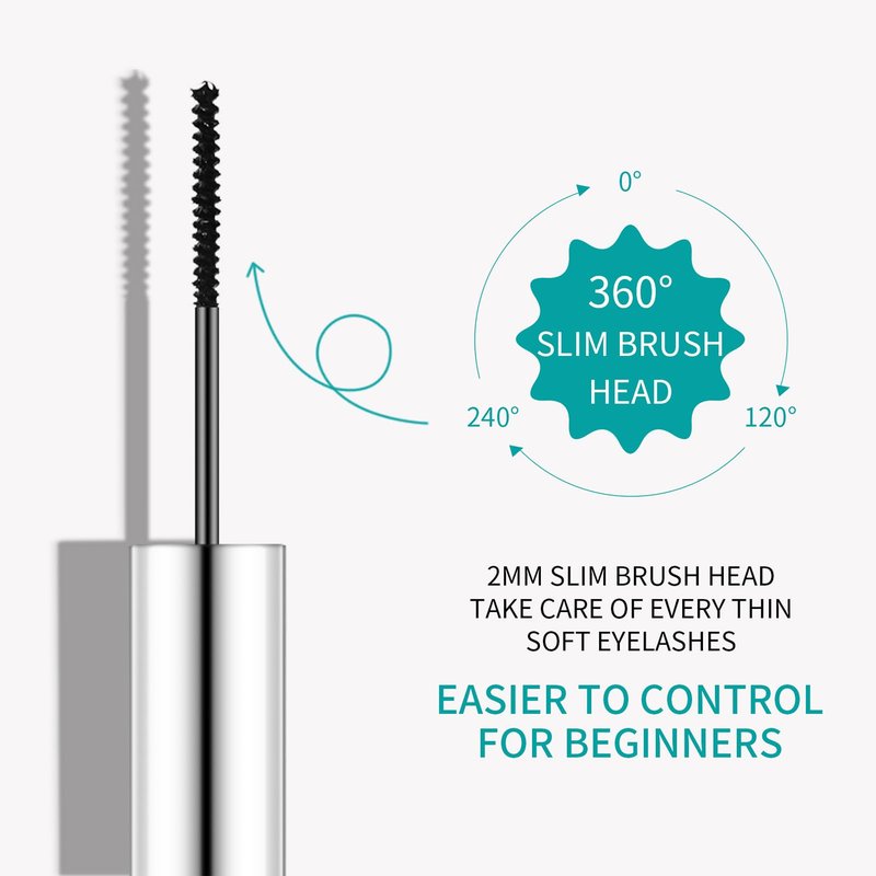 4D Ultra Fine Black Mascara for Fine Short Eyelash, Lengthening & Thickening Mascara for Women, 2.5 mm Brush, No Clumping, Long-lasting