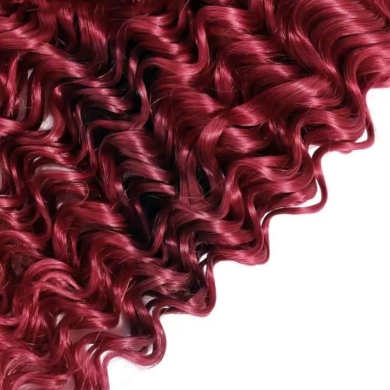 Water Wave Human Hair Bundles - 12A Unprocessed Virgin Hair | Burgundy 14-18 Inch Extensions