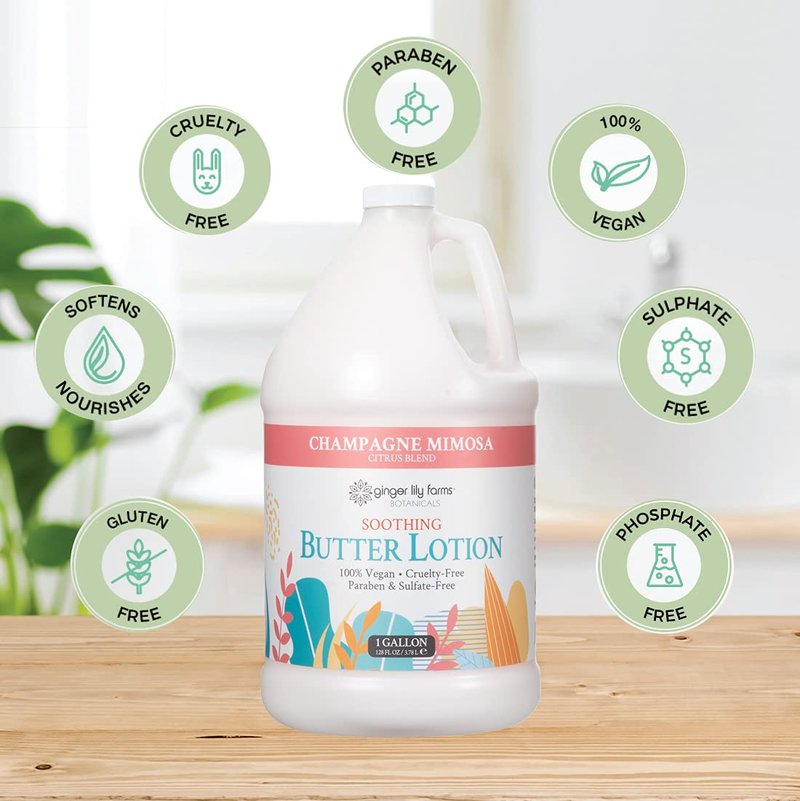 Ginger Lily Farms Soothing Butter Lotion - Vegan Citrus Blend for Dry Skin | 1 Gallon Refill