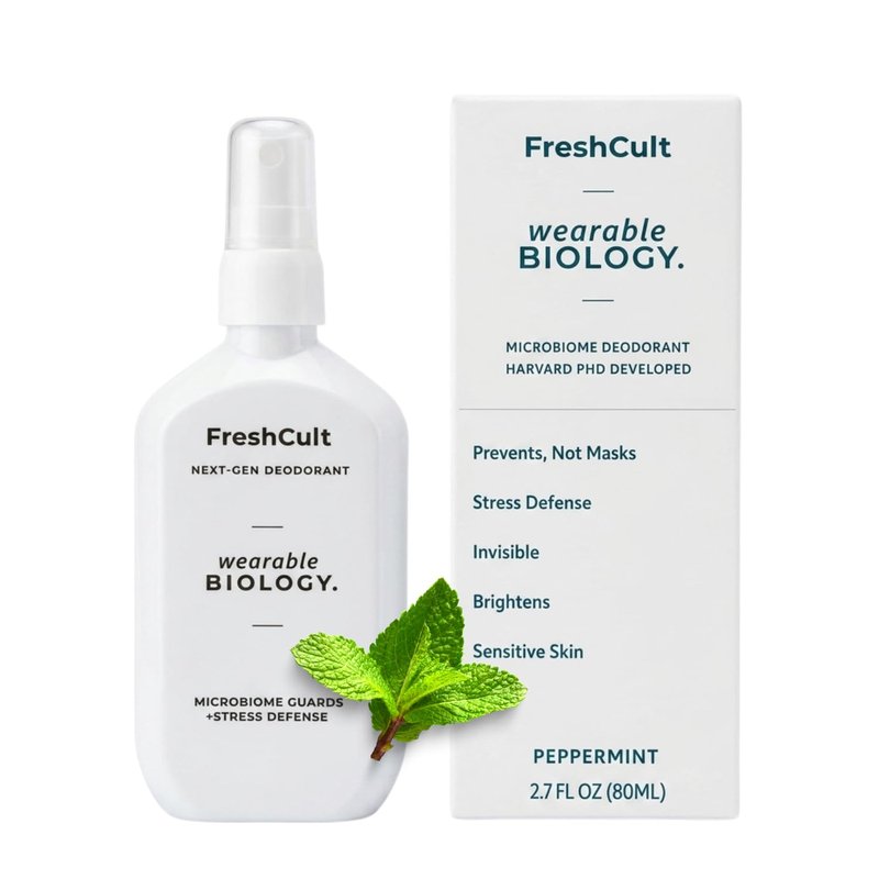 FreshCult Peppermint Deodorant Spray | Odor Prevention for Sensitive Skin - Zero Stains - 2.7 fl oz