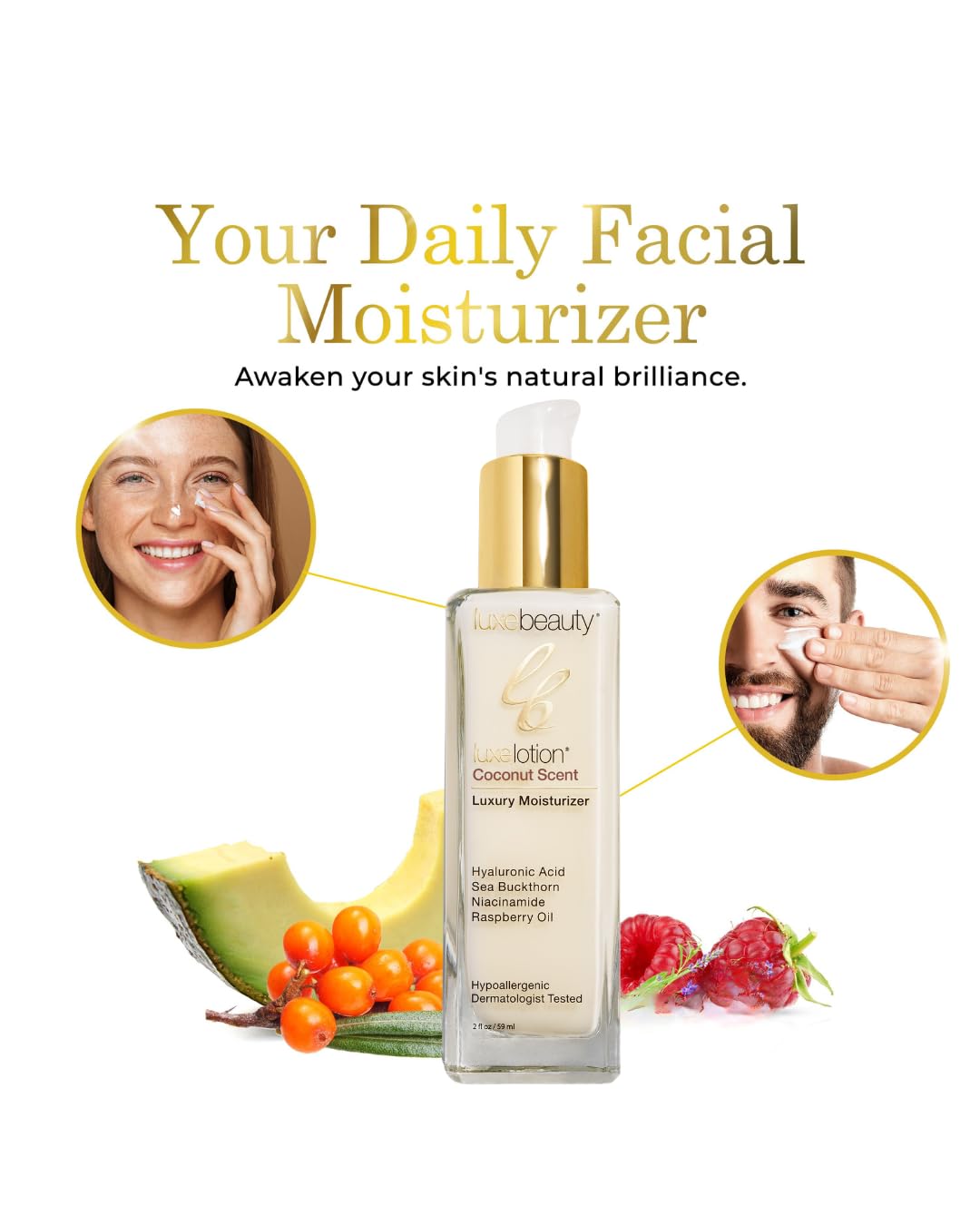 Hyaluronic Acid Moisturizer - Non-Greasy Coconut-Scented Lotion | Organic Anti-Aging Facial Cream