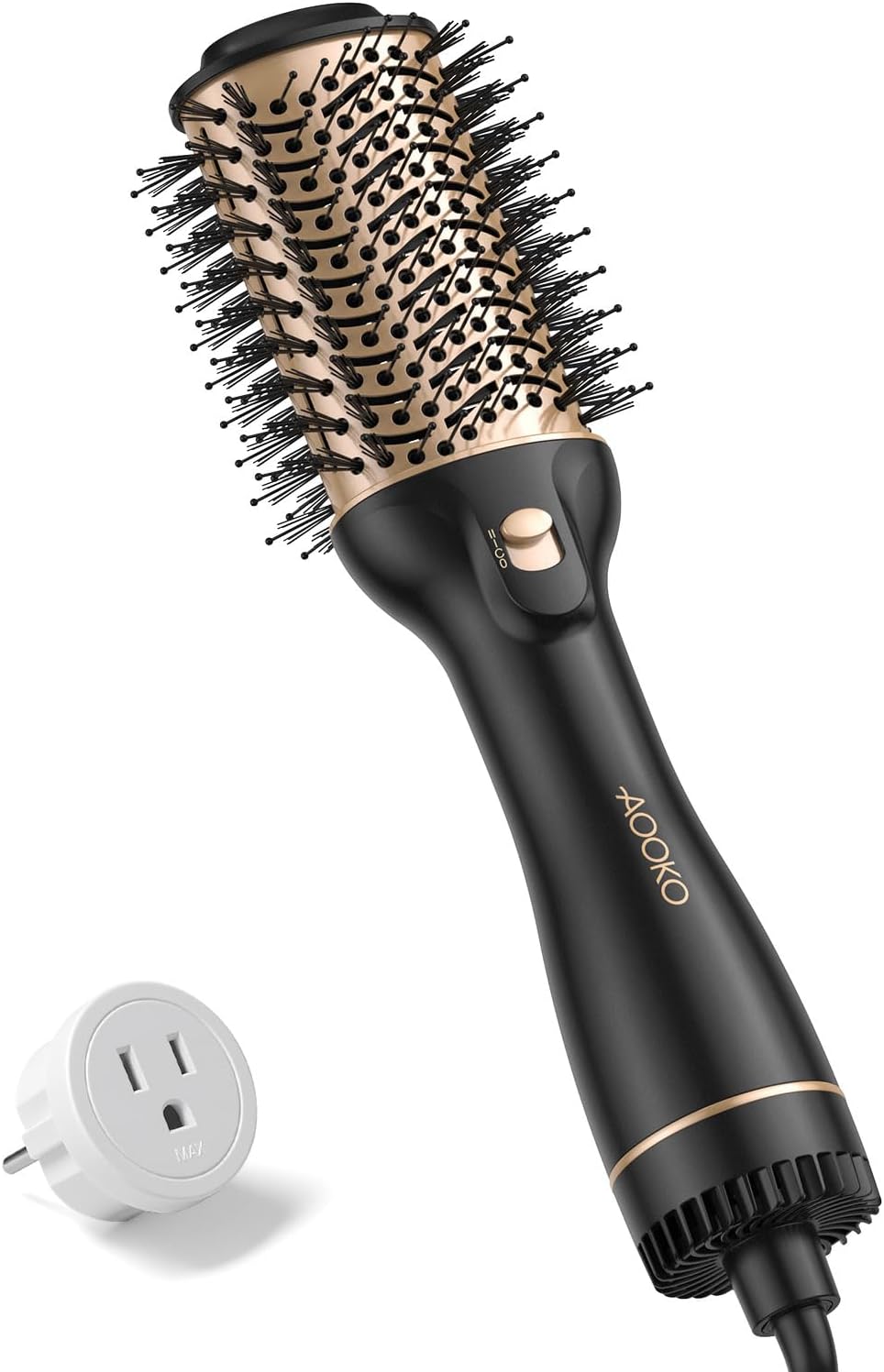 Dual Voltage Hair Dryer Brush - Fast Drying Hot Air Brush for Travel | 120-240V European Plug