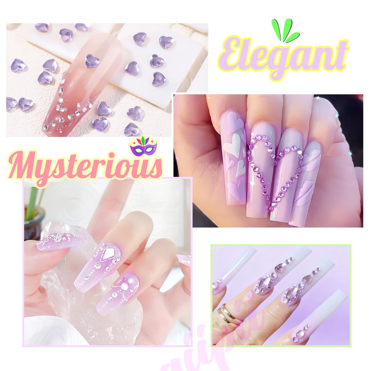 Nail Rhinestones K9 Glass Crystal Flat Back Rhinestones Nail Charms Stones 120 Multi Shapes Big Gems Round Beads Nail Art Diamonds Jewels for Nail Art Face Eyes Makeup