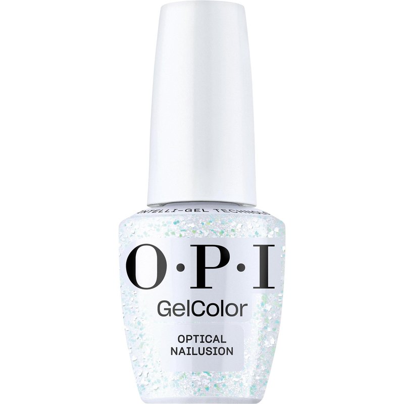 OPI GelColor Optical Nailusion | Opaque Bright Iridescent White Glitter LED Cure Gel Nail Polish | Salon-Quality Shine, Long-Lasting Wear | Vegan & HEMA Free | 0.5 Fl Oz