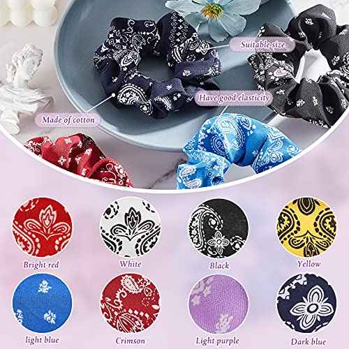 16 Pieces Bandana Scrunchies Cotton Hair Scrunchies Elastic Soft Silk Colorful Bandana Hair Ties Accessories for Women Girls