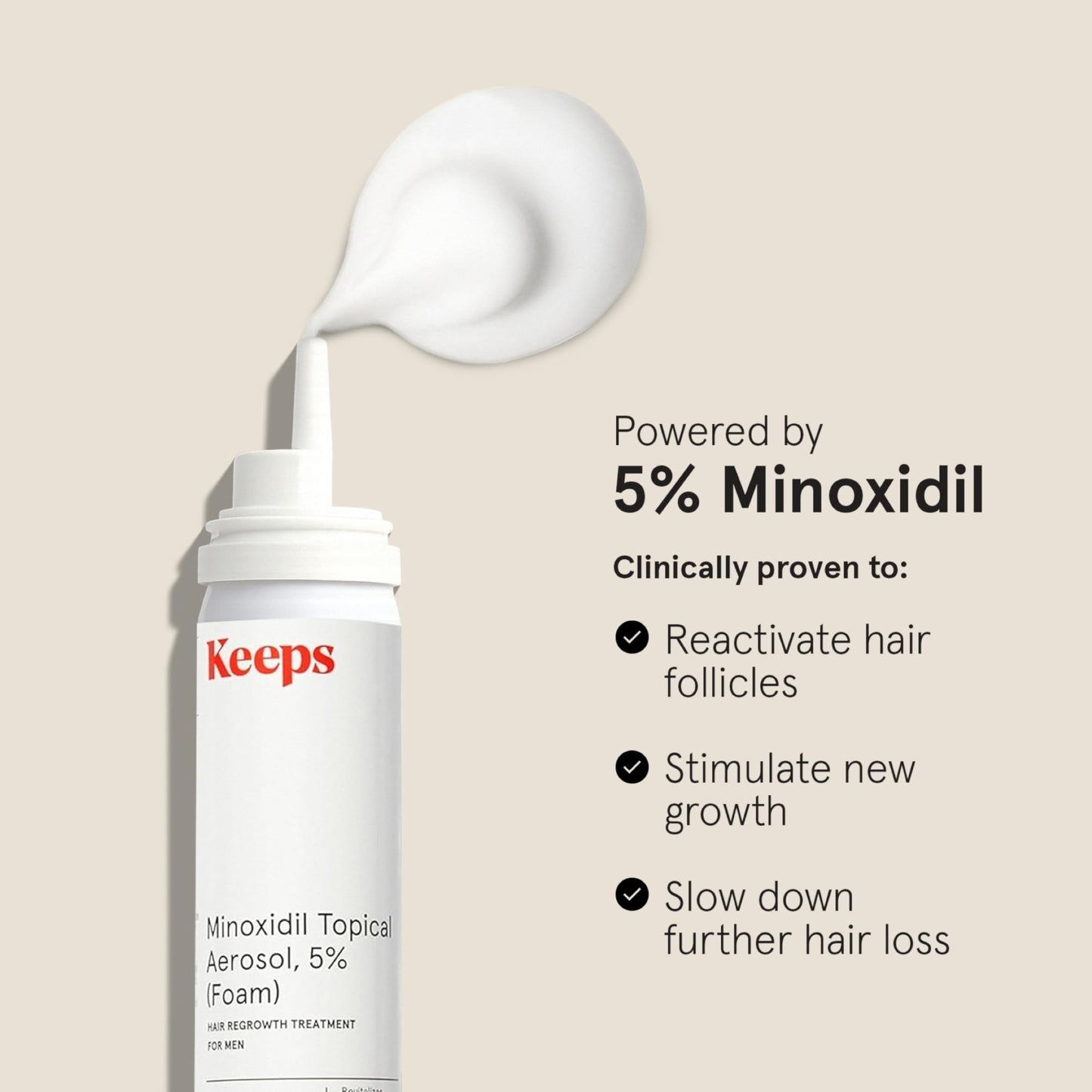 Keeps Extra Strength Minoxidil for Men Topical Aerosol Foam & Hair Growth Serum