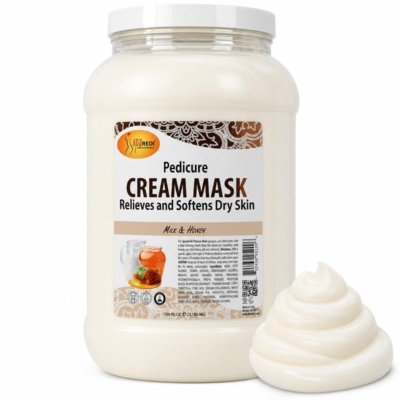 SPA REDI - Body and Foot Cream Mask, Milk and Honey, 128 Oz - Pedicure Massage for Tired Feet and Body, Hydrating, Fresh Skin - Infused with Hyaluronic Acid, Amino Acids, Panthenol, Comfrey Extract