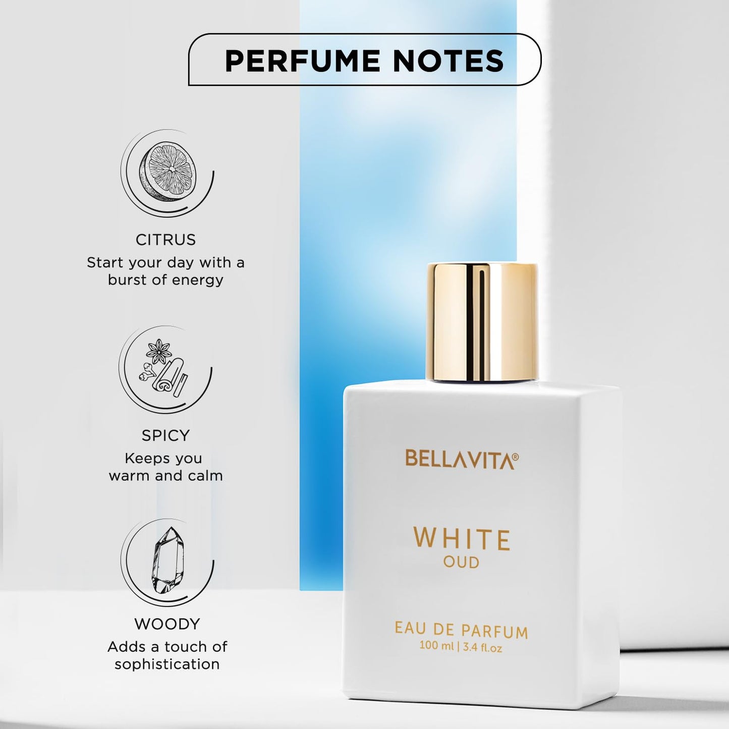BellaVita Luxury Perfume Duo Honey Oud Eau de Parfum (3.4 fl. oz.) + White Oud Eau de Parfum (3.4 fl. oz.) | Long-Lasting, Vegan & Cruelty-Free Fragrances for Every Occasion