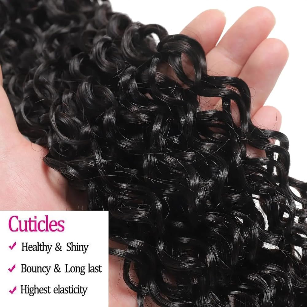 10A Brazilian Water Wave Human Hair Bundles, 100% Unprocessed Virgin Hair Extensions, 20 Inch Wet and Wavy Natural Color for Women, 1 Bundle
