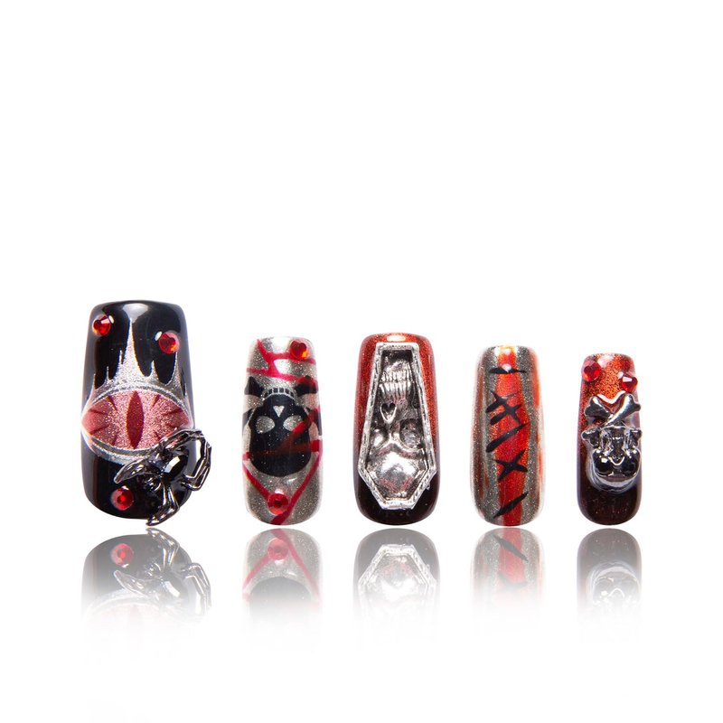 LOVFUL Press on Nails Colorful Pop | Handmade with Full Covered Crystals | Reusable Fake Nails | Square Regular 1.0 in | H116-M