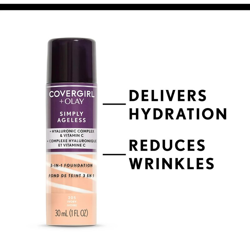 Covergirl + Olay Simply Ageless 3-in-1 Liquid Foundation, Creamy Natural & Simply Ageless Makeup Primer, 1 Fl Oz, Pack of 1