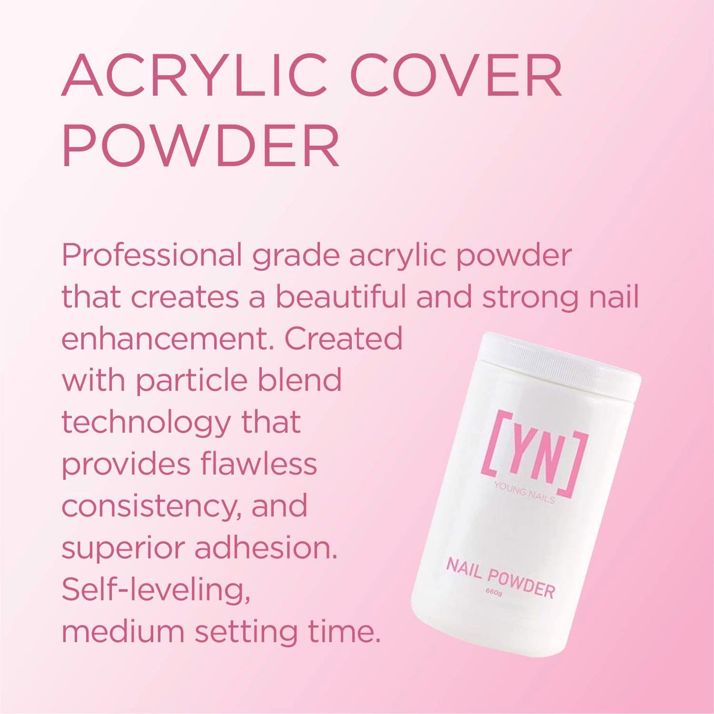 Acrylic Cover Powder for Nail Extensions - Self-Leveling, Professional Grade | Clear Nude Pink Blush, 660g