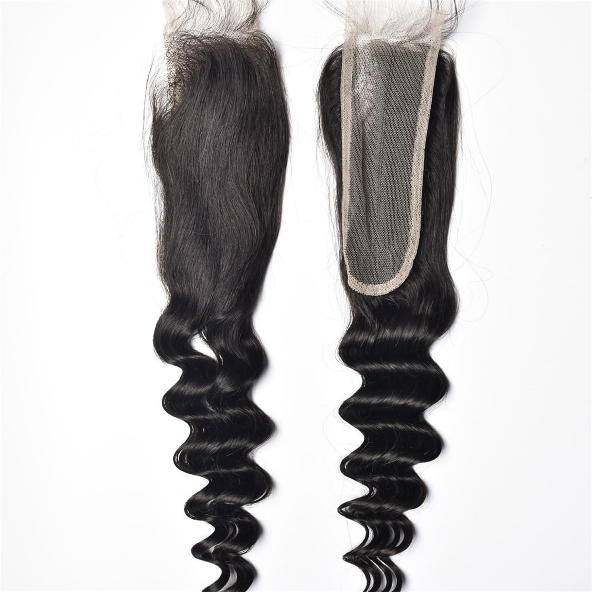 Brazilian Loose Deep 2x6 Lace Closure 100% Unprocessed Human Virgin Hair Pre Plucked Loose Deep Wave Pre-Plucked Hairline Frontal Closure Natural Black With Baby Hair (16inch, 2x6 loose deep closure)