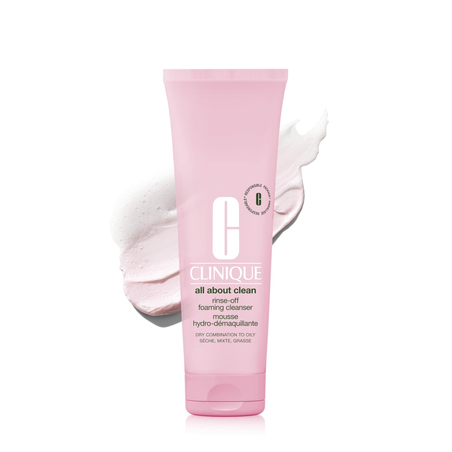 Clinique All About Clean Rinse-Off Foaming Face Wash | Face Cleanser With Hyaluronic Acid + Glycerin For Oily Skin Types | Dissolves Makeup + Sunscreen, 8.5 Fl Oz
