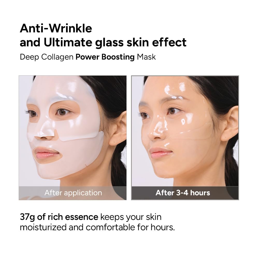 Wrinkle Free Mist DUO: Deep Collagen Power Boosting Mask Sheets (4ea) & Deep Collagen Barrier Serum Mist, Hydrating Gift Set for Women & Moms, Korean Skincare