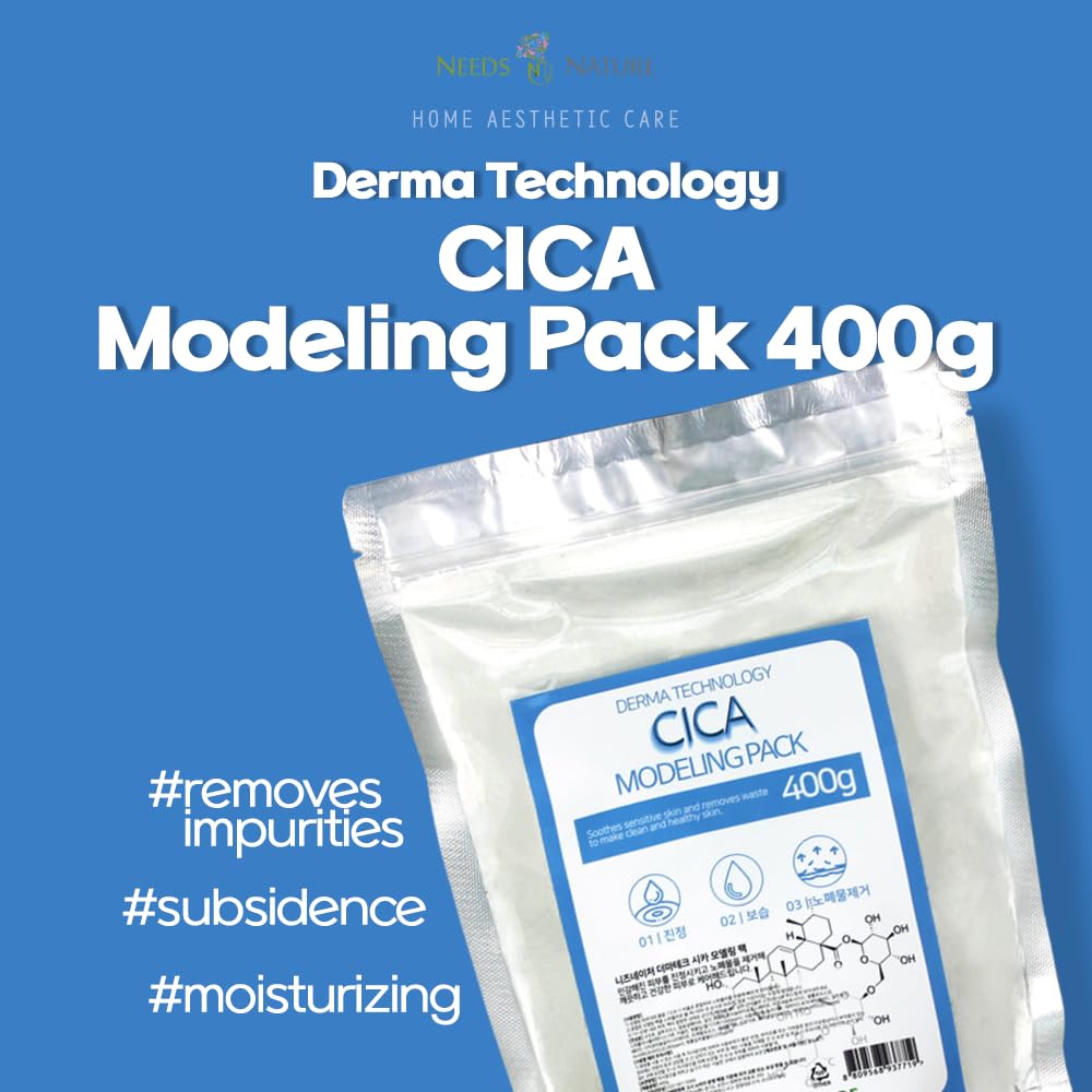 Modeling Mask with CICA for Face – NEEDS NATURE | Soothing & Redness Relief Peel-Off Rubber Mask | Korean Skincare | Home Spa Treatment | 400g Powder Pack with Mixing Tools
