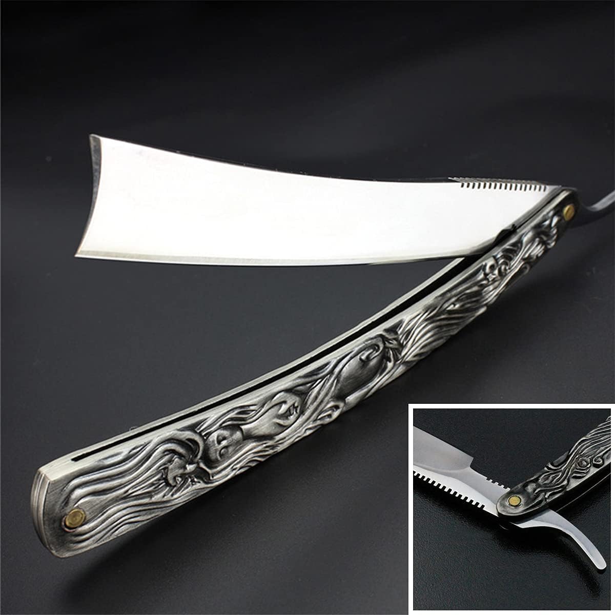 Grandslam Straight Razor Kit - Steel Cutthroat Shaving Set with Leather Strop, Brush & Bowl | Perfect Gift for Men