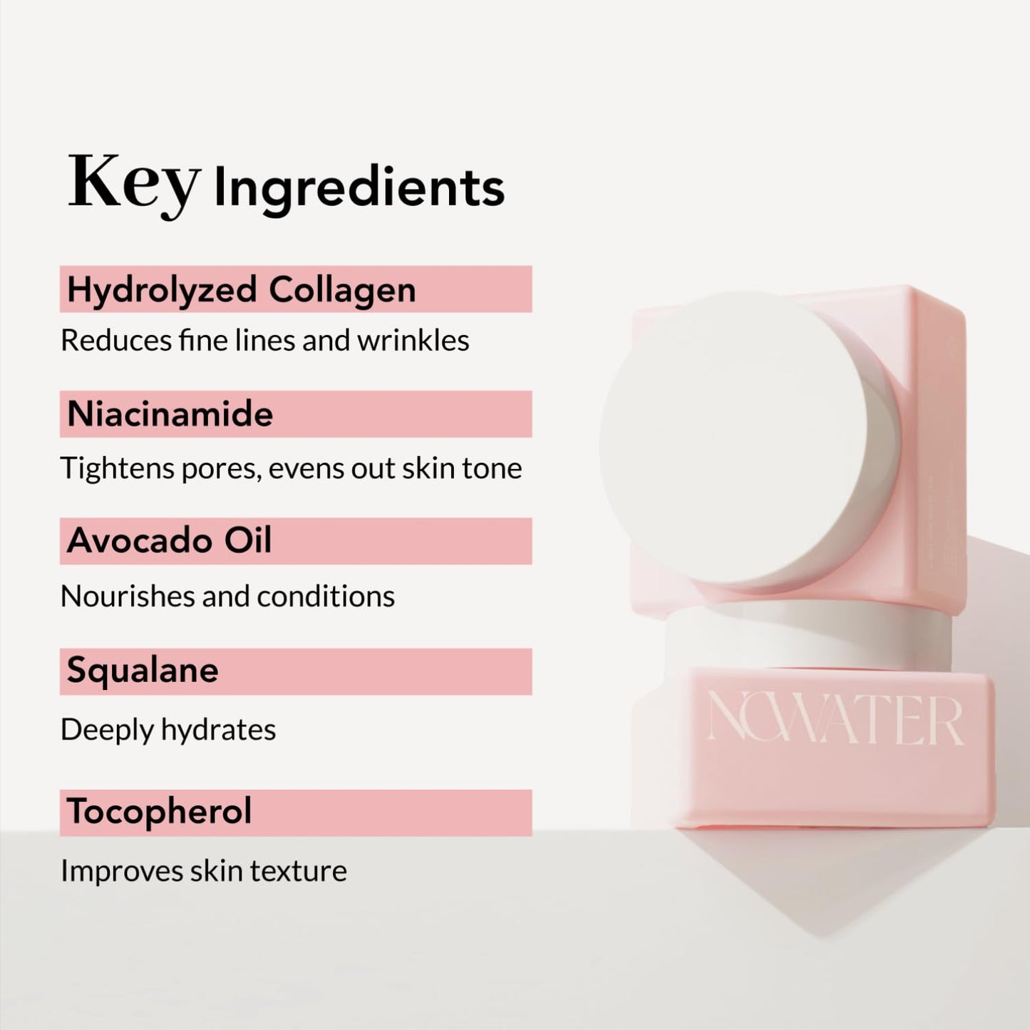 NOWATER Korean Collagen Face Cream Anti-Aging Moisturizer – Day & Night Cream with 300 Dalton Hydrolyzed Collagen, Ceramide NP & Niacinamide for Firming, Hydrating & Glowing Mature Skin, (1.76 fl.oz)